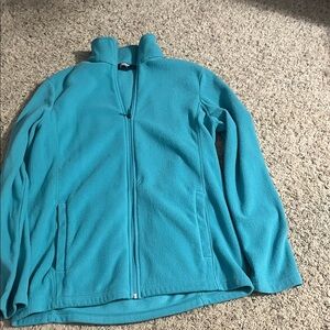 Lands' End Women's Blue Fleece Zip-Up Hoodie